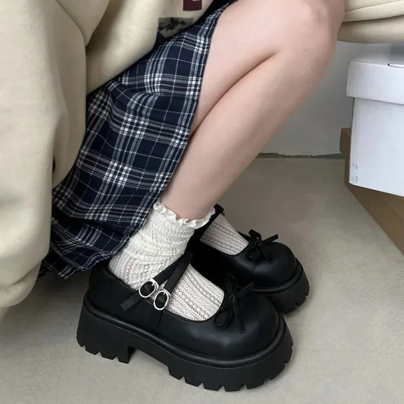Casual womens shoes round toe shallow mouth pump platform fully matched womens shoes bow knot Oxford shoes comfortable shoes 241106