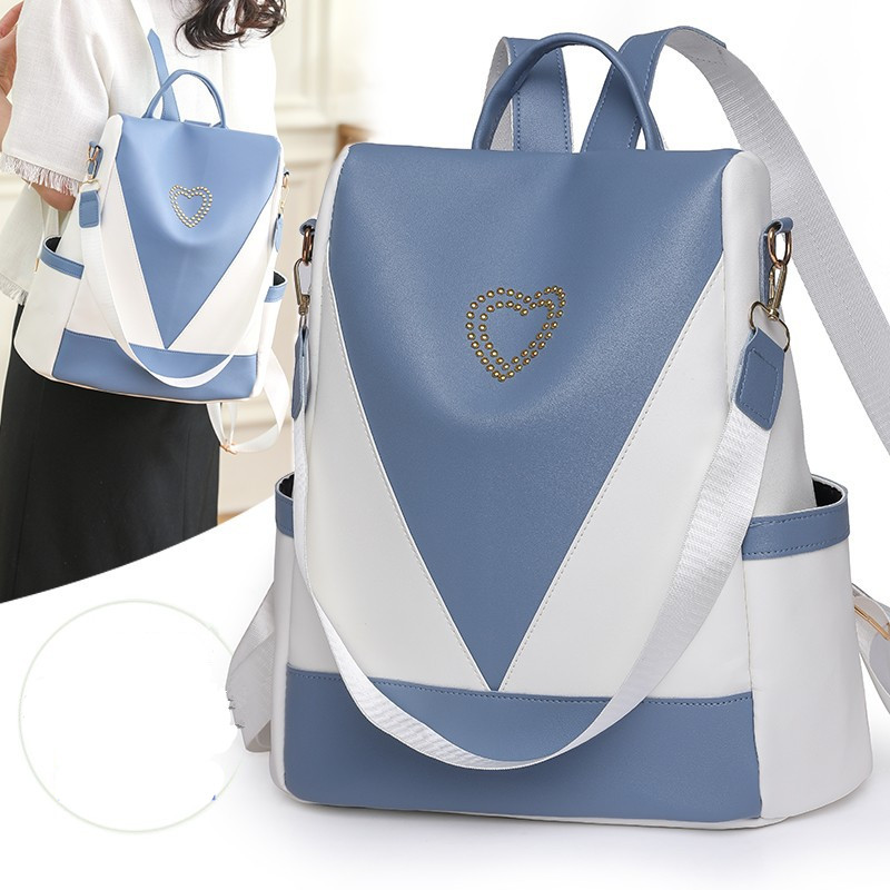 PU Leather Antio-theft Women's Backpack Waterproof Nylon School Bags For Teenage Girls High Quality Fashion Travel Tote Packbag