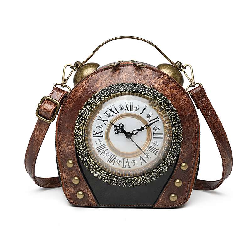 New Women's Bag Retro Hand-held Package Walkable Clock Women's Bag One Shoulder Cross Bag Handbag