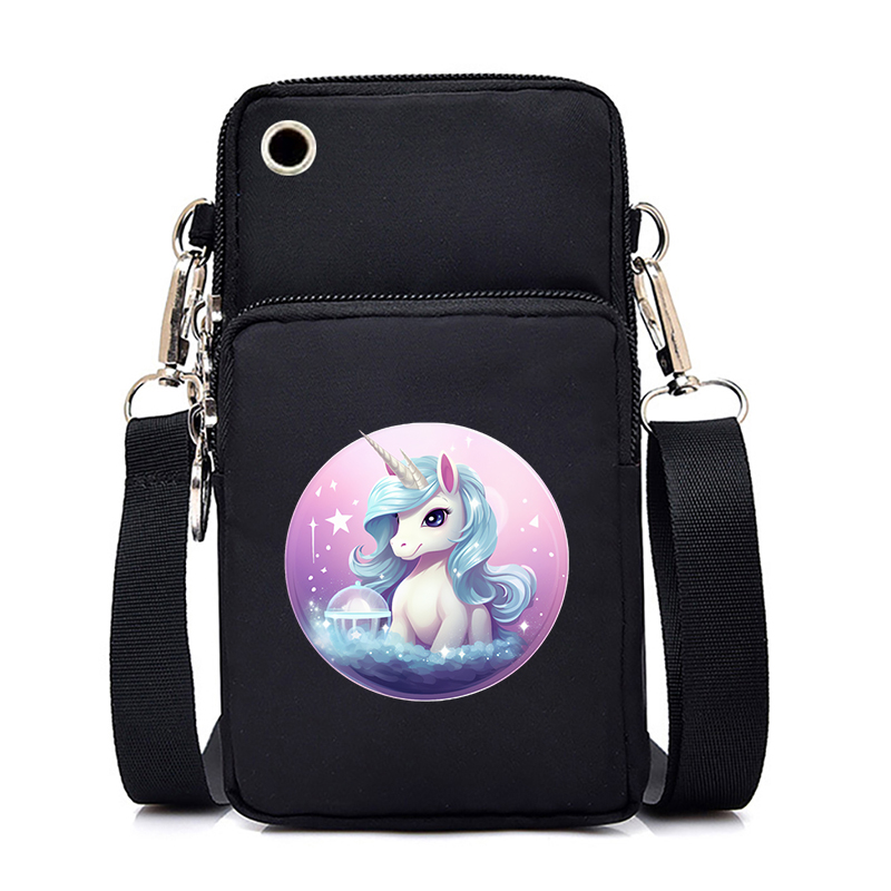 New Fashion Trend Mobile Phone Bag Unicorn Floral 26 Letters Women's Messenger Bag Teenager Girl Small Coin Purse Handbag Wallet