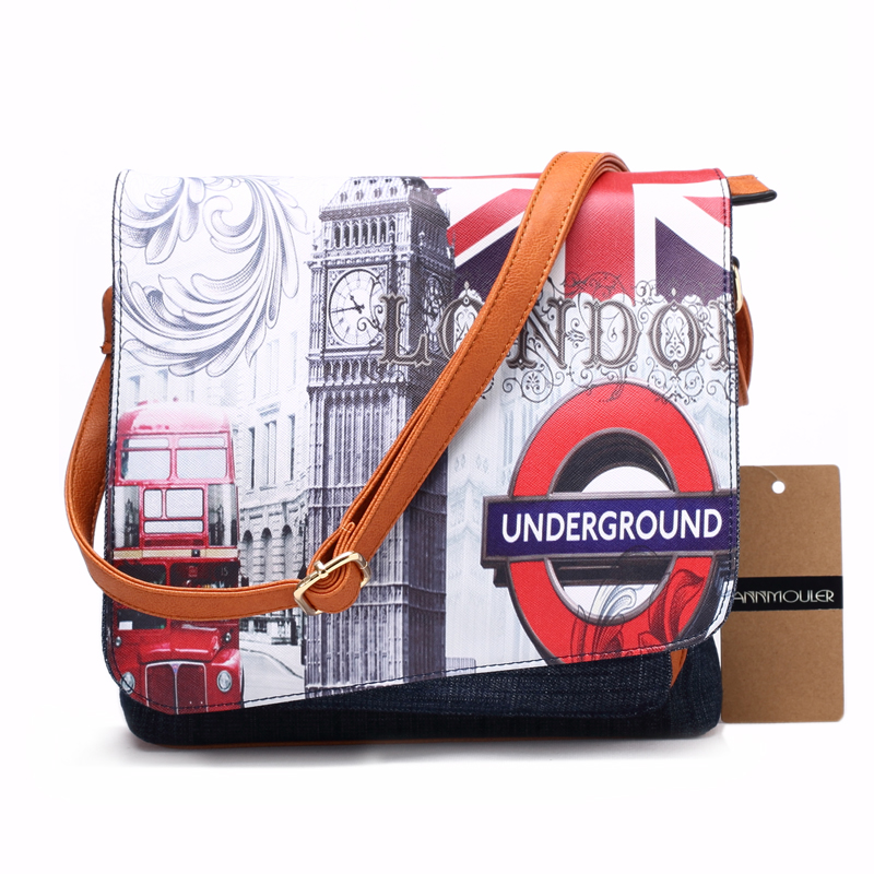 Vintage Women Bolsa Feminina London Style Denim Shoulder Bag Patchwork Crossbody Messenger Bag Large Capacity Ladies Handbags
