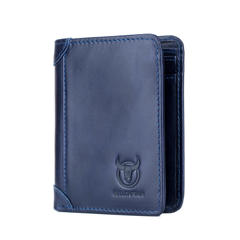 Bullcaptain Genuine Leather Men Short Wallet Fold Business Money Bags Male Driver License Purse Credit Card Holder Clutch JYB013