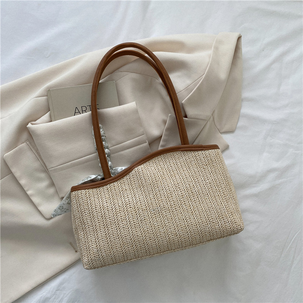 Women Straw Woven Tote Bag Fashion Irregular Satchel Bag Casual Summer Beach Bag