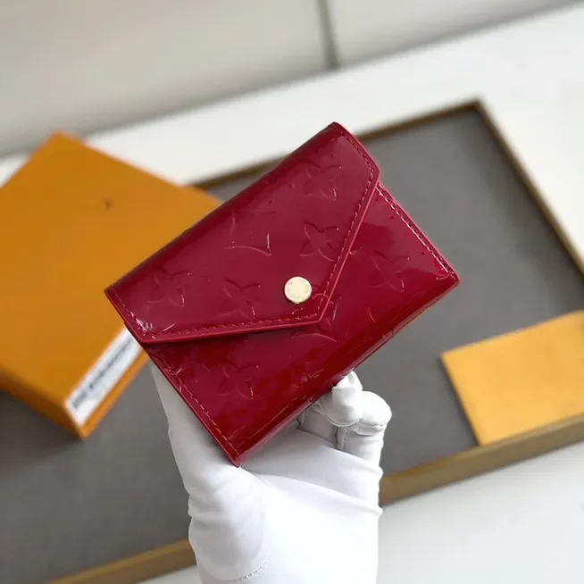Fashion Women Luxurys Designers Victorine Card Holders Patent leather Bags Wallets Solid Color Bag Genuine Leather Ladies Travel Wallets Coin Purse designer bag
