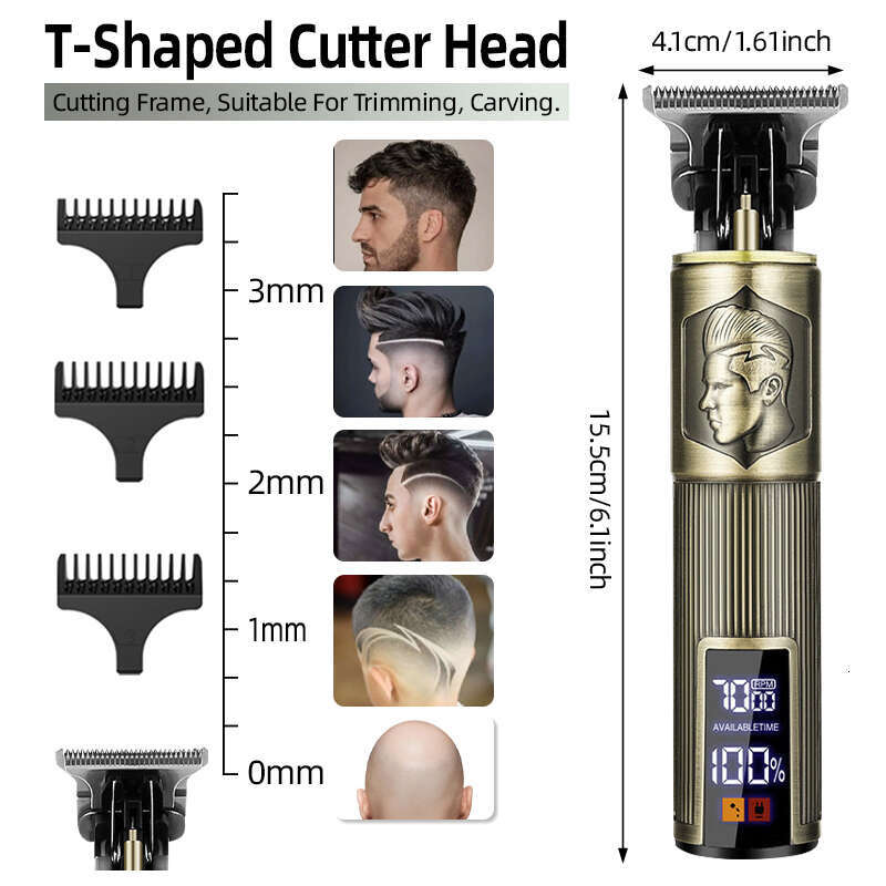 Professional Men's Beard Trimmer Kit Beauty Electric Shaver T-Blade Pad Cordless Zero Gap Grinder Hair Clipper Supplies Gifts