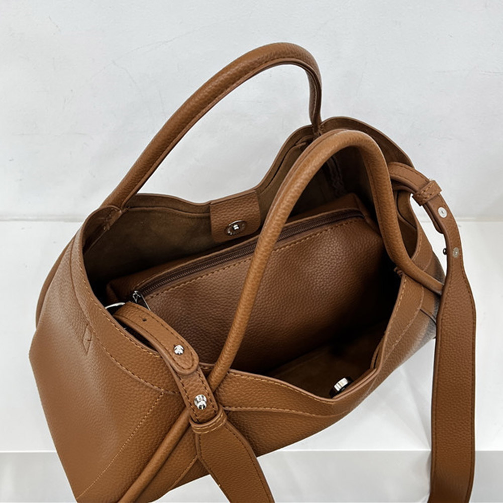Female Big Soft Leather Satchel Bag Classic Solid Color Simple Casual Large Capacity Tote Bags Ladies Single Shoulder Handbag