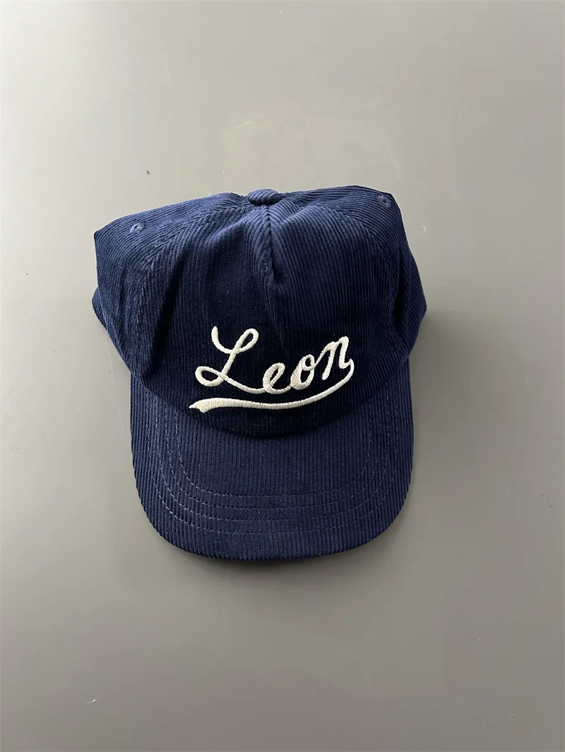 ly arrived Leon Embroidery Corduroy mens hat snap button hat open top baseball cap casual #798 241107