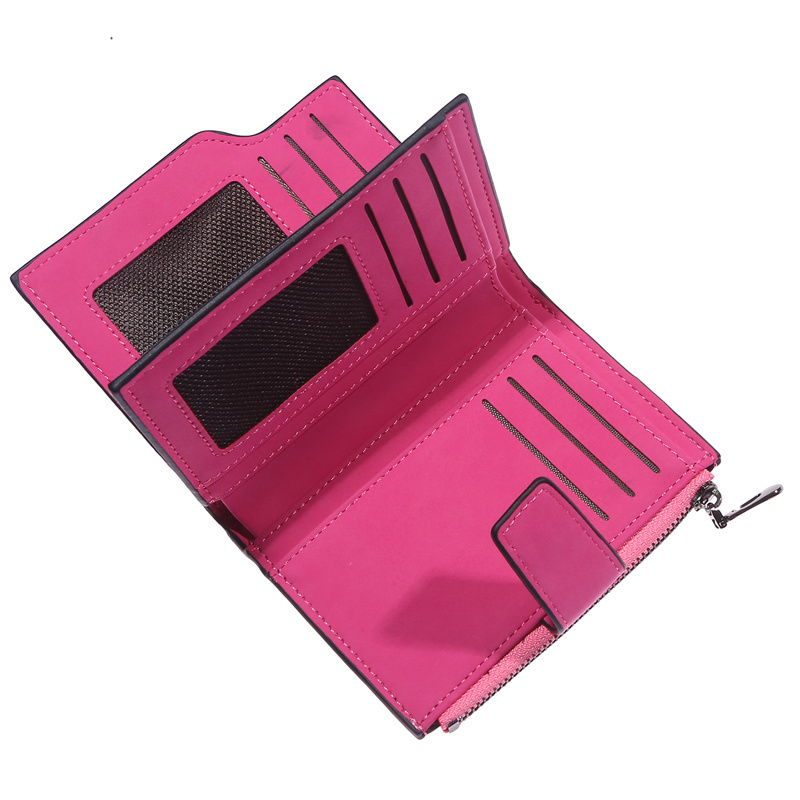 Short Wallet Ladies Coin Purse Buckle Student Frosted Multi Card Slot Zip Money Clip Wallets Women's Fashion Wallet