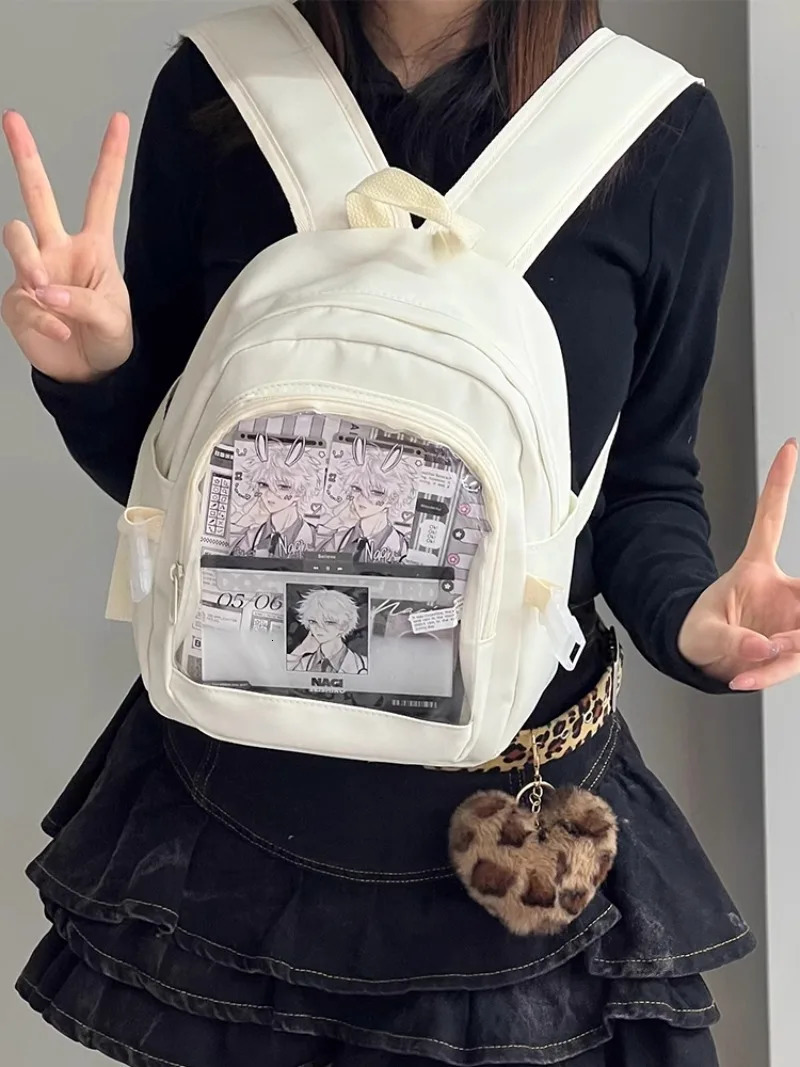 2024 Spring Ita Bag Sweet Transparent Backpack Canvas Japanese Women Cute Display School Bag Simple 241107