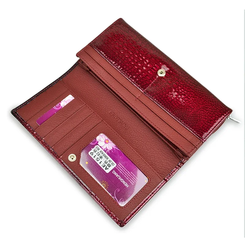 HH Genuine Leather Women's Wallet Alligator Long Hasp Zipper Wallet Ladies Clutch Money Bag New Female Luxury Coin Purses