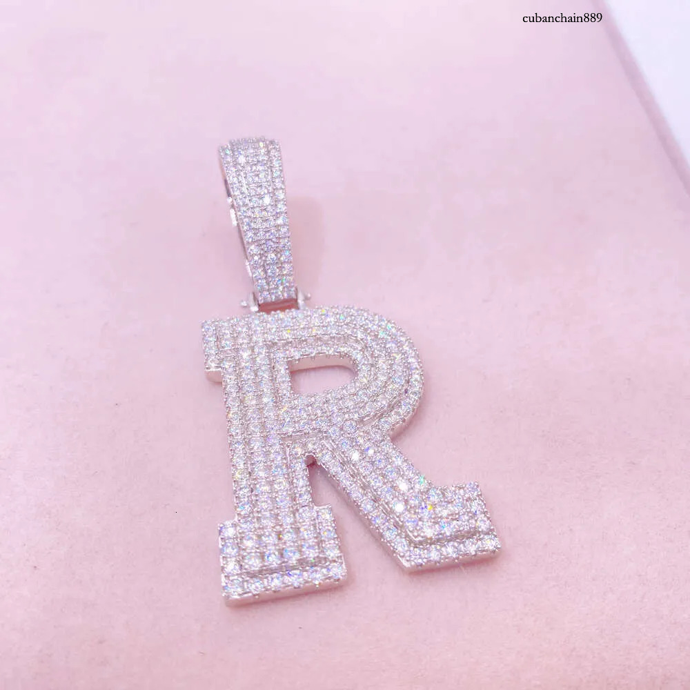 Vermeil Sterg Sier Necklace Hip Hop Fine Jewelry Iced Out Vvs Moissanite Dia Initial Letters Pendant Necklaces Men