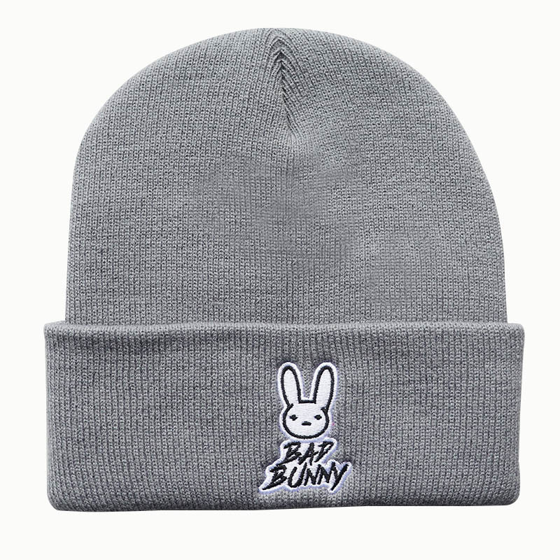 High quality design, Men's and Women's Autumn/Winter Bad Bunny Alphabet Embroidered Hoodie Warm Knitted Hat