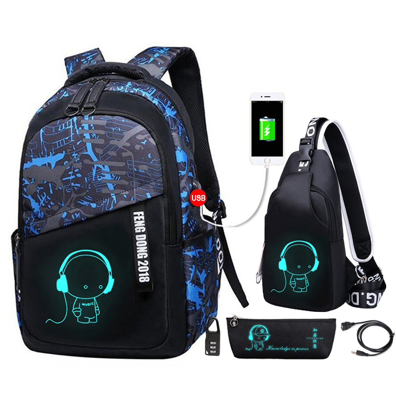 Luminous Kids School Backpack Boys Waterproof Durable School Bags for Boy High School Students Bookbag Mochilas Escolares