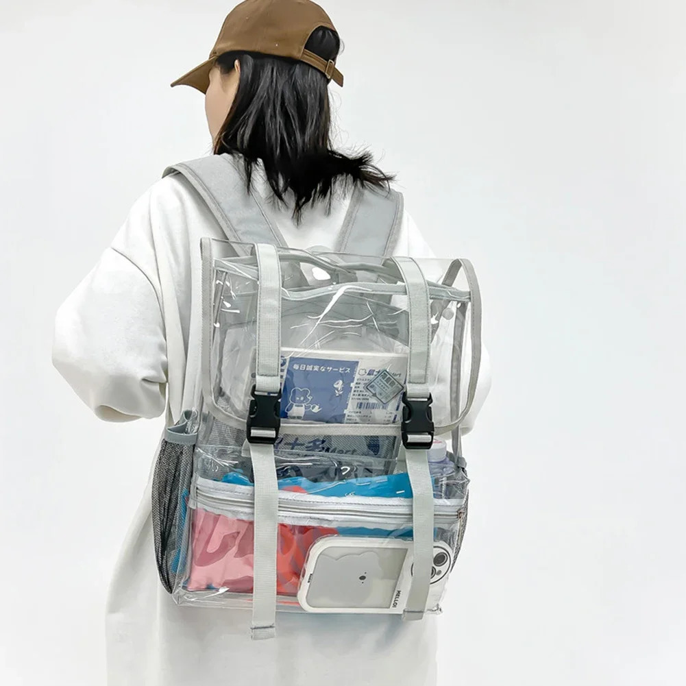 Transparent PVC college student Rucksack fashionable casual backpack is simple and portable transparent suitable for teenagers boys and girls 241106