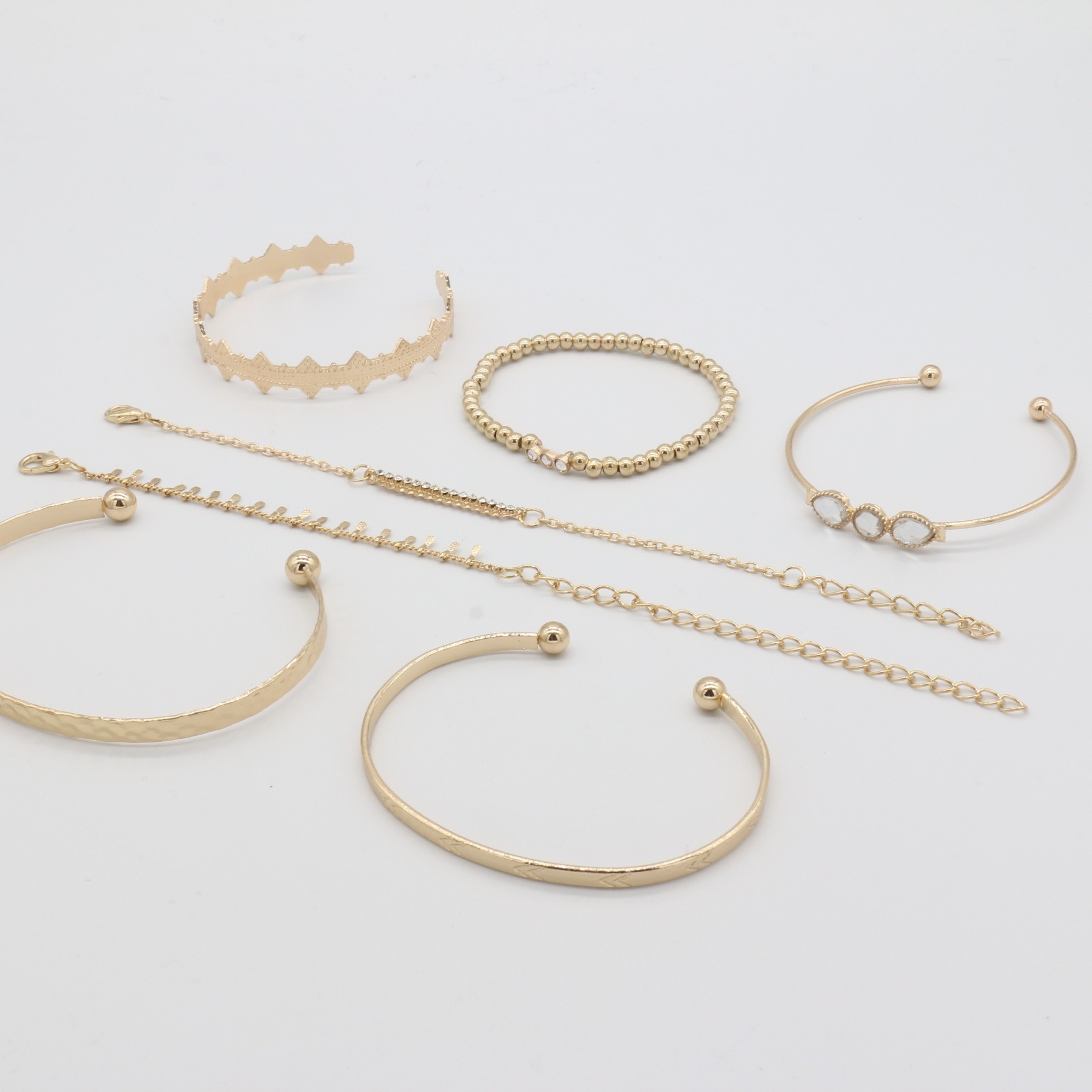 European and American Cross border New Metal Wind Alloy Bracelet Set 7-Piece Simple Retro Punk Style Bracelet