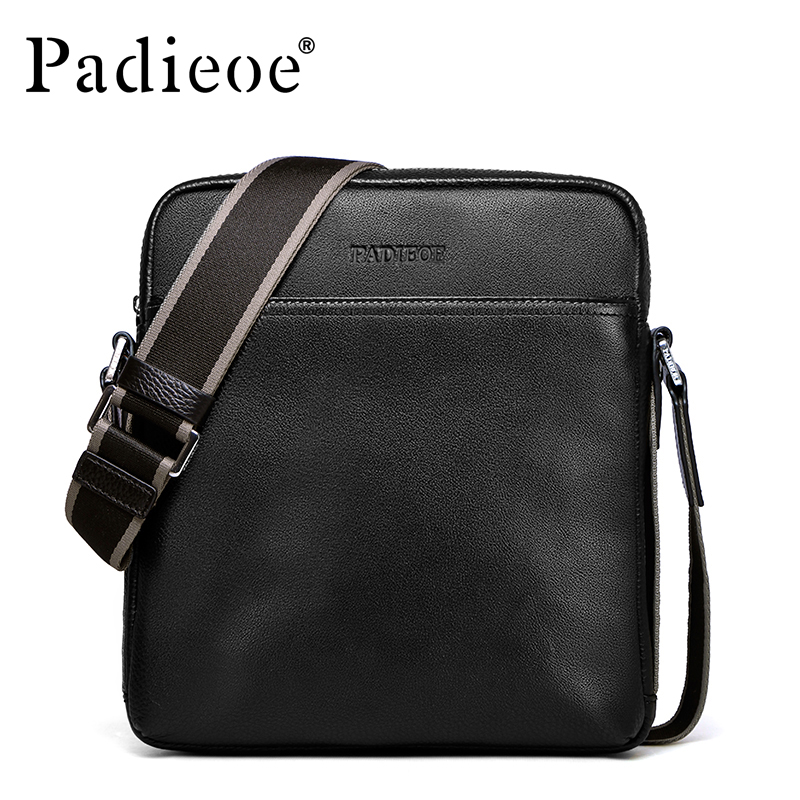 Padieoe High Quality Genuine Leather Handbags Man Fashion Designer Crossbody Bags Casual Cowhide Leather Messenger Bags for Man