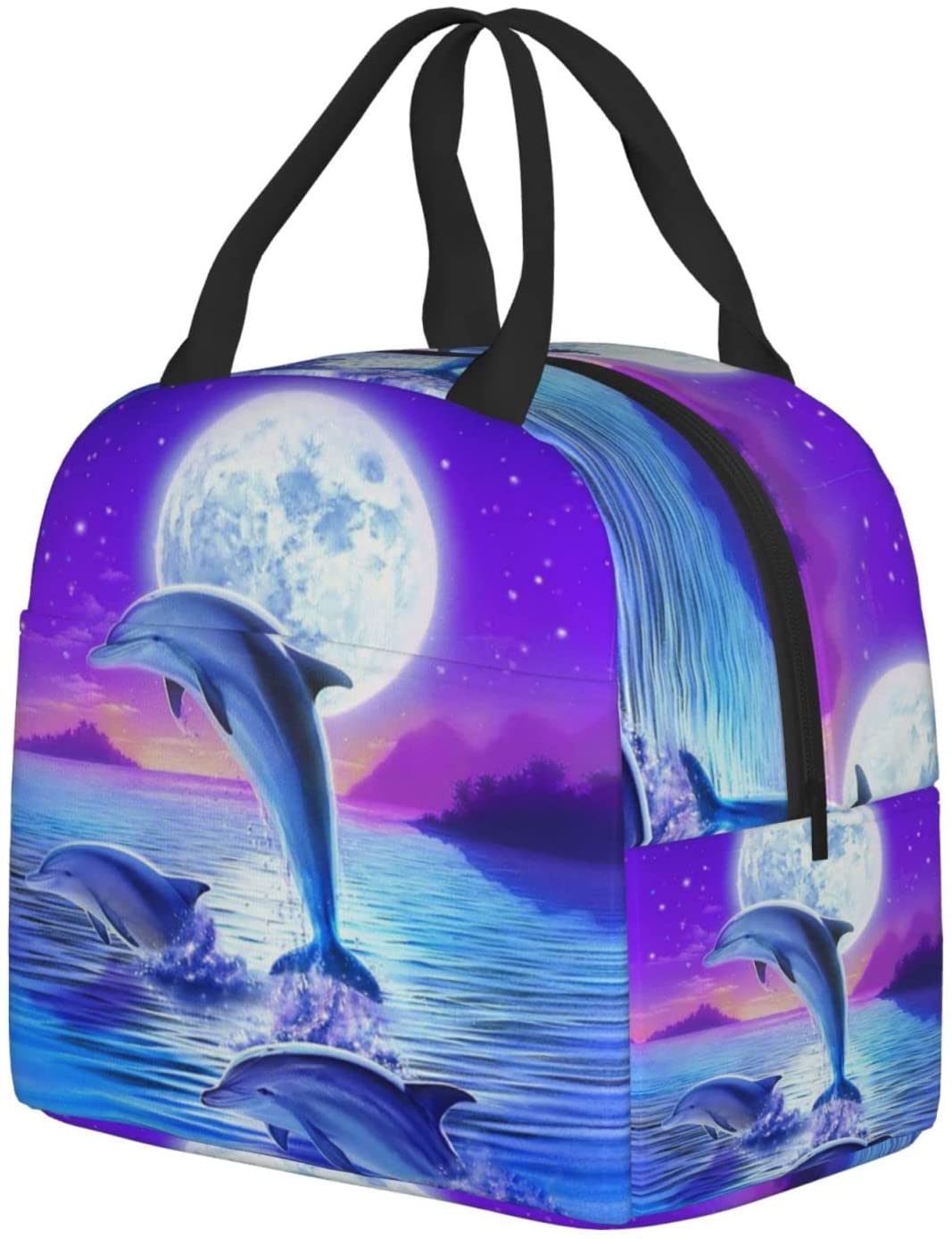 Dolphin Lunch Box for Kids Boys Girls Reusable Lunch Tote Bags, Perfect for School/Camping/Hiking/Picnic/Beach/Travel