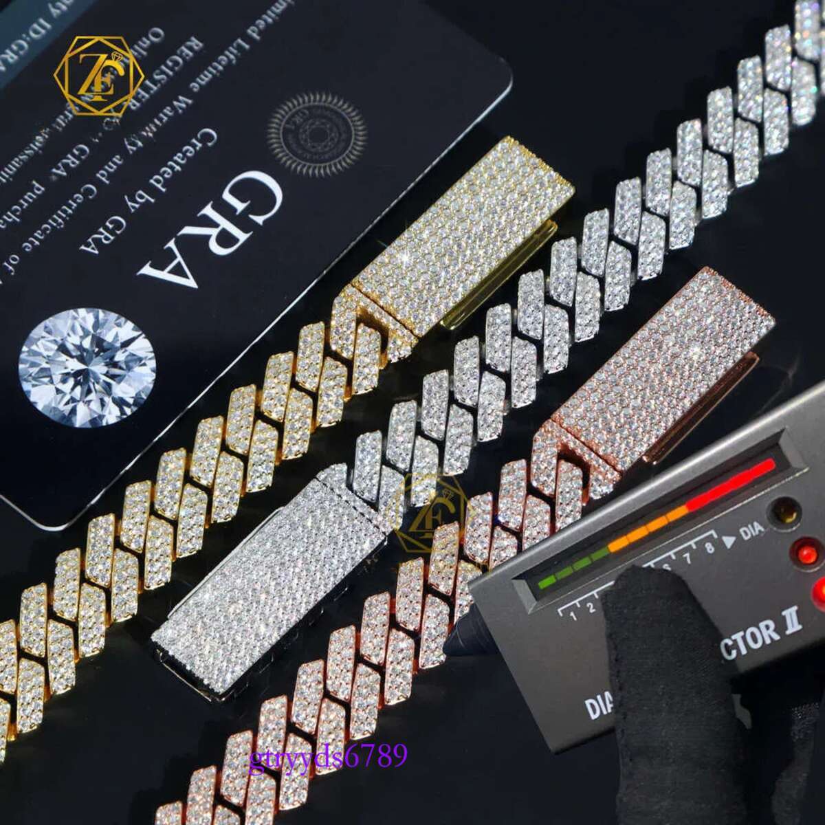 Hip Hop Style Iced Out Jewelry 6mm 8mm 10mm 12mm 14mm 20mm Width Sterg Sier VVS Moissanite Cuban k Chain Bracelet