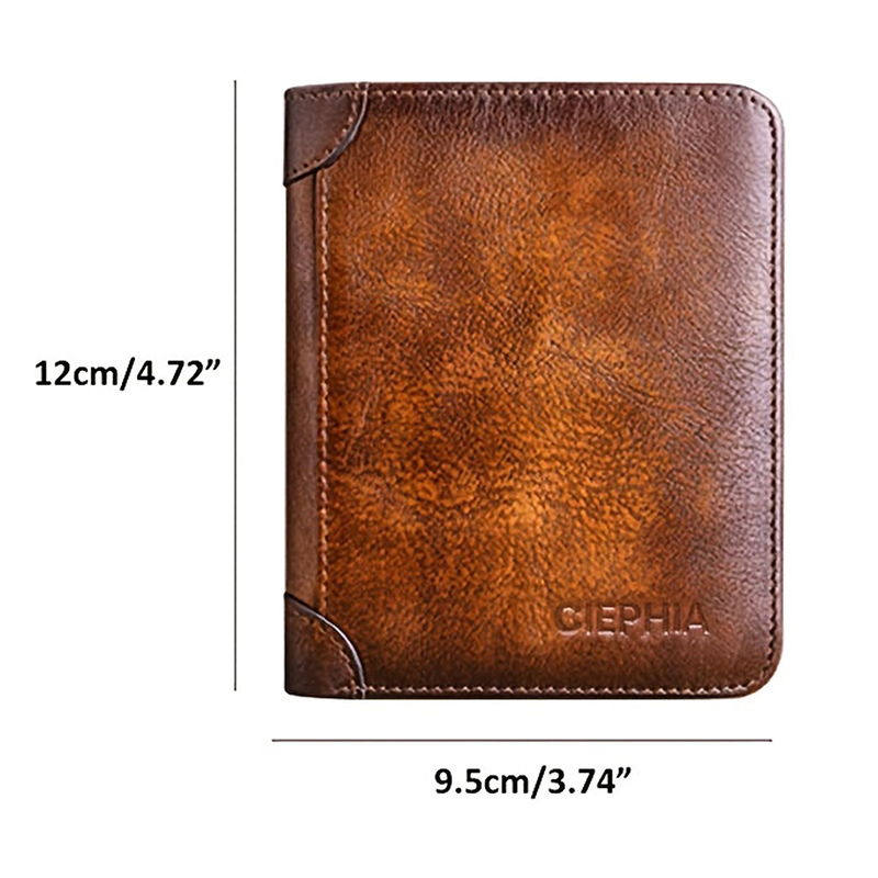 Vintage Leather Rfid Protection Wallets for Men Vintage Thin Short Multi Function ID Credit Card Holder Money Bag