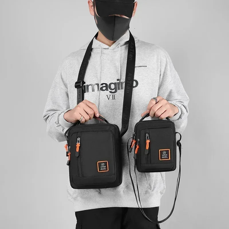 MultiFunction Mens Bag High Quality Nylon Man Messenger Crossbody Bags Fashion Casual Small Handbag Shoulder 241106