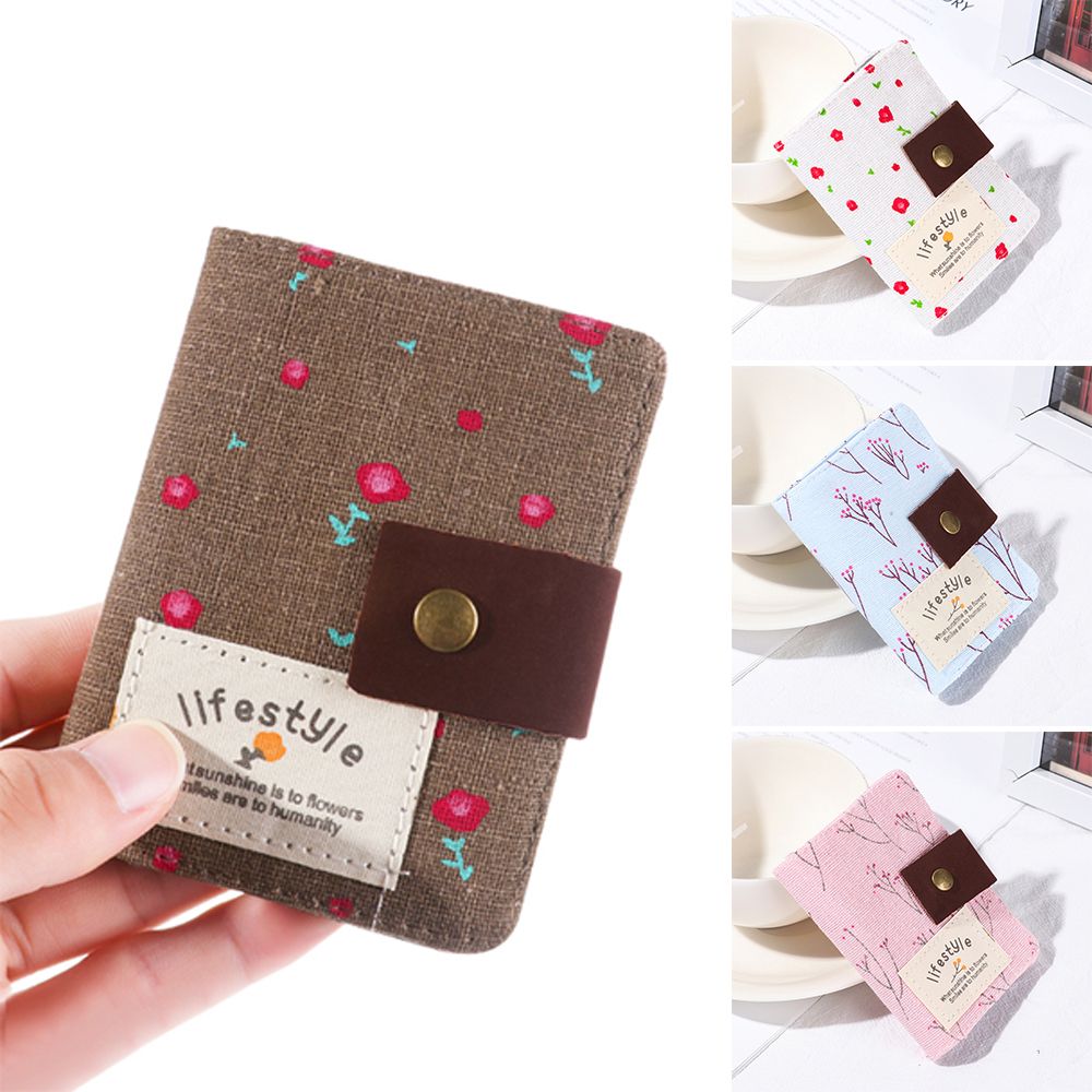 Cute 20 Slot Small Woman Wallet Mini Canvas Business Card Holder ID Credit Card Case Bag