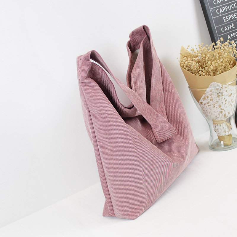 Women Corduroy Shoulder Bag Canvas Cloth Fabric Handbag Solid Casual Tote Ladies Eco Shopping Bags College Students Books Bag