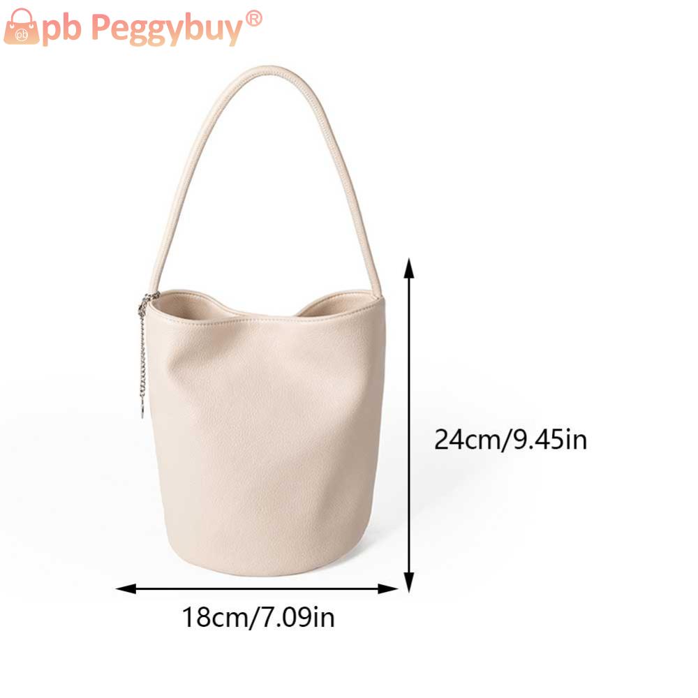 Women PU Bucket Fashion Bag Large Capacity Designer Shoulder Purse Solid Color Elegant Handbag for Outdoor Travel