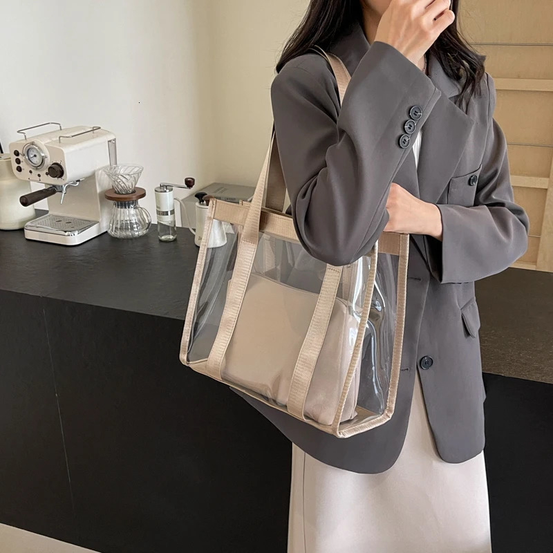 2024 MUDUO Transparent Shopping Handbag Shoulder Plastic Fashion Gift Packaging Wedding Bag Portable Customization 241107