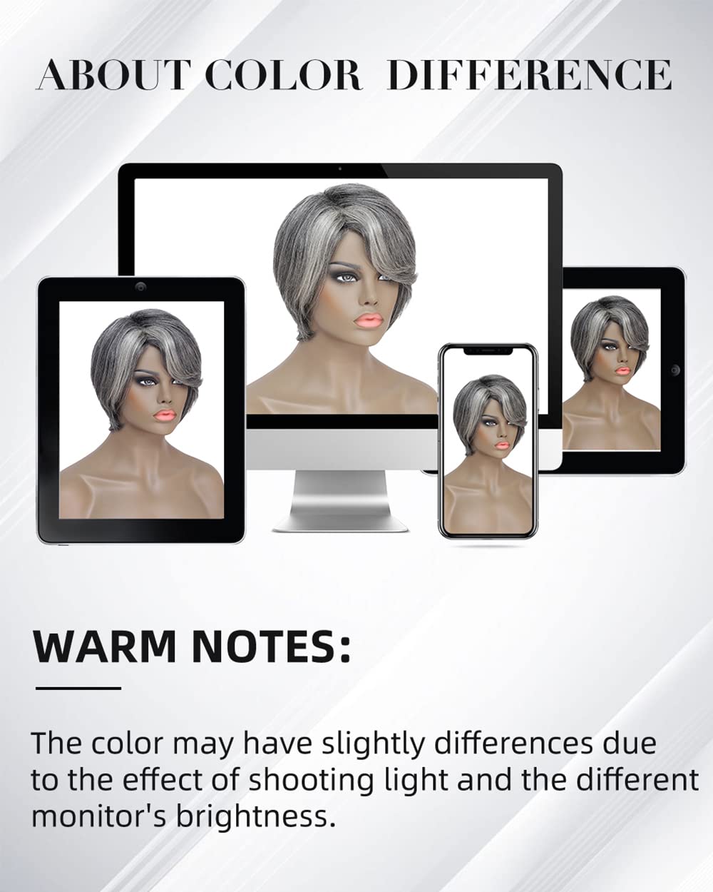 Gray Bob Lace front Wigs With Layered Swoop Bang ,raw virgin human Salt And Pepper Grey Wig for Women, Pixie Cut Glueless pixie cuts gray closure fron