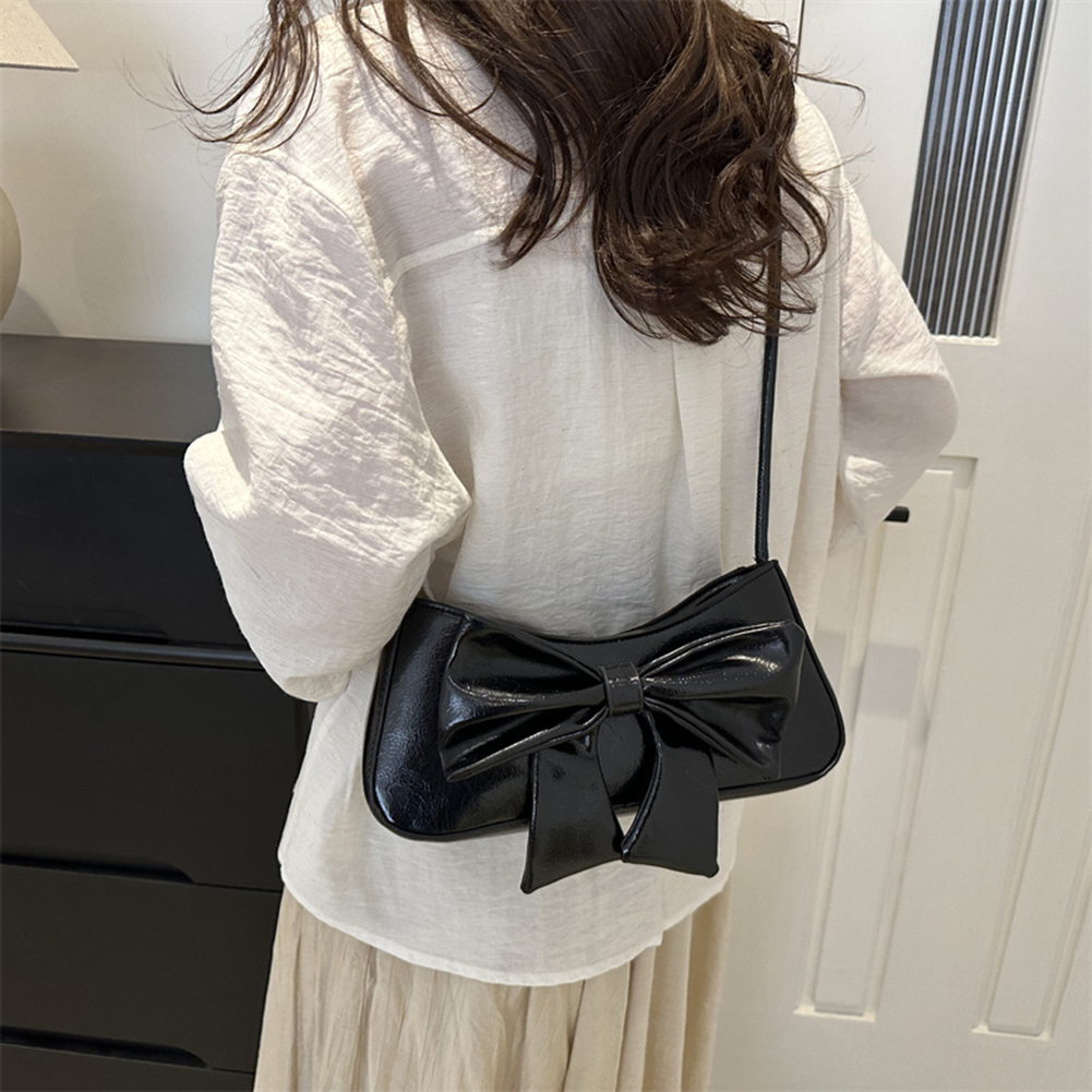 Cute Bowknot Shoulder Bags Fashion PU Leather Y2K Purses for Women Girls Small Handbags Trendy Luxury Top Handle Crossbody Bag