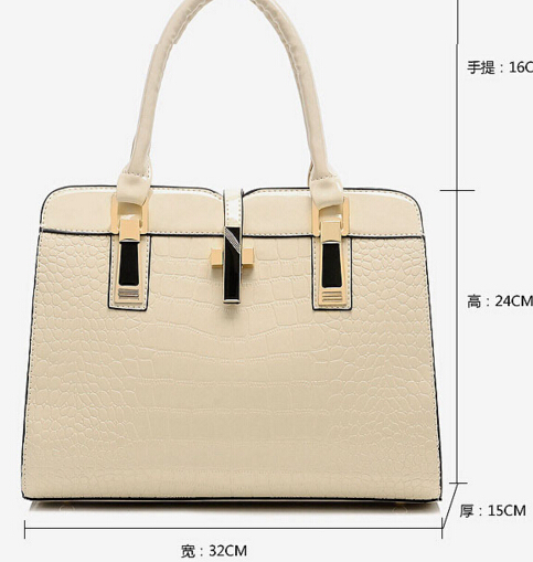 The new female bag OL commuter fashion crocodile pattern patent leather stereotypes handbags