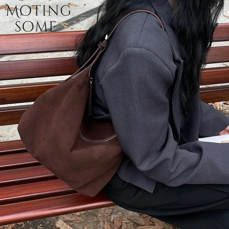 Motingsome Bag Women New Niche Suede Pouch Underarm Bags Retro Matte Cowhide Shoulder Crossbody Bag Handbag Trendy Bag 2024 New