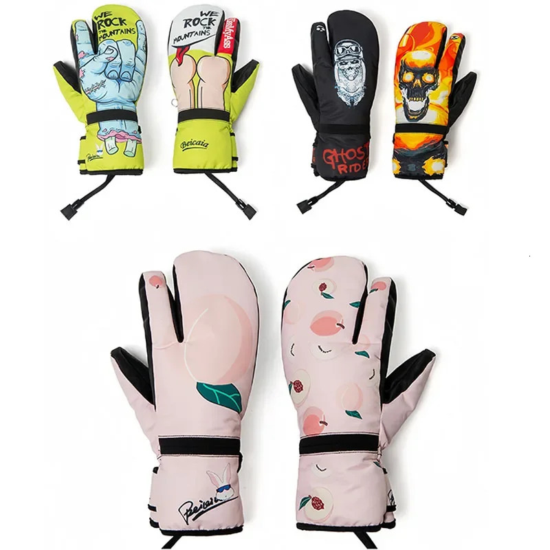 Outdoor skiing gloves touch screen skiing gloves winter wool warm mens windproof skiing board gloves 241107