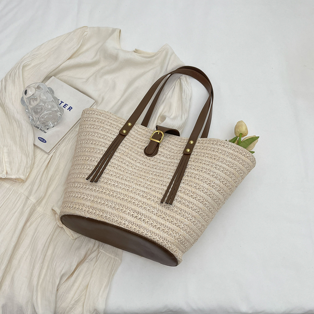Women Woven Tote Bag Summer Beach Bags Large Capacity Fashion Woven Handbag Casual Weaving Shoulder Bag for Travel Vacation