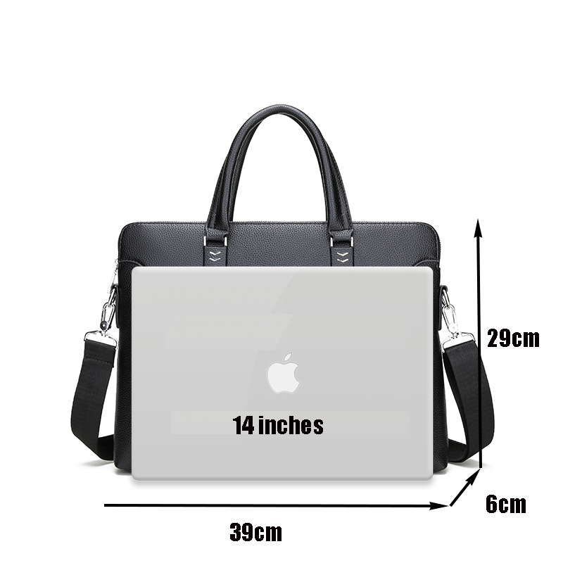 New Men Briefcase Bags Business Leather Bag Shoulder Messenger Bags Work Handbag 14 Inch Laptop Bag Multifunctional Zipper Bag