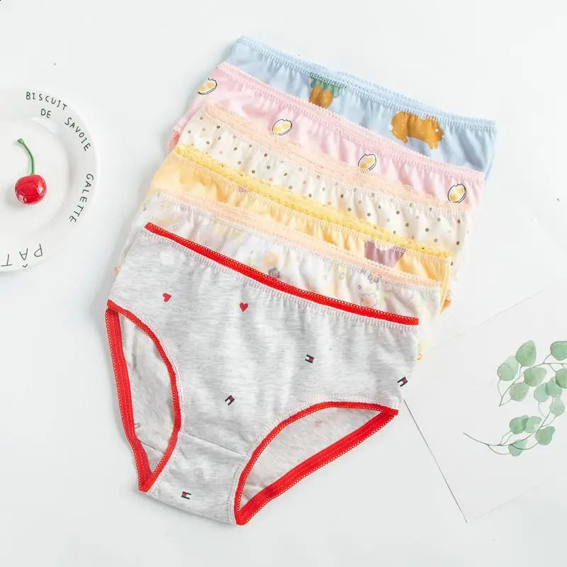 12pc/lot Girls Underwear Kids Panties Briefs Children Underpants 2-12Years 240329