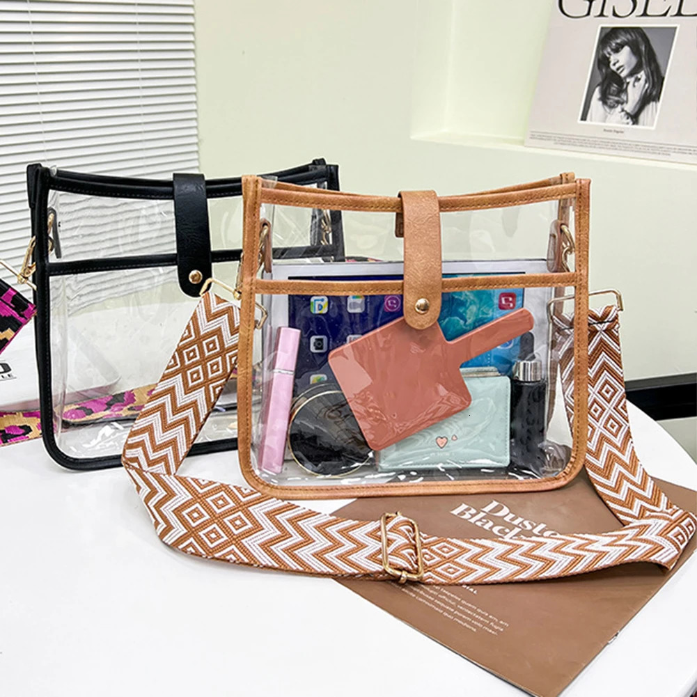 Transparent PVC transparent sling shoulder cross body bag sports stadium approved womens handbag transparent wallet concert sports event 241107