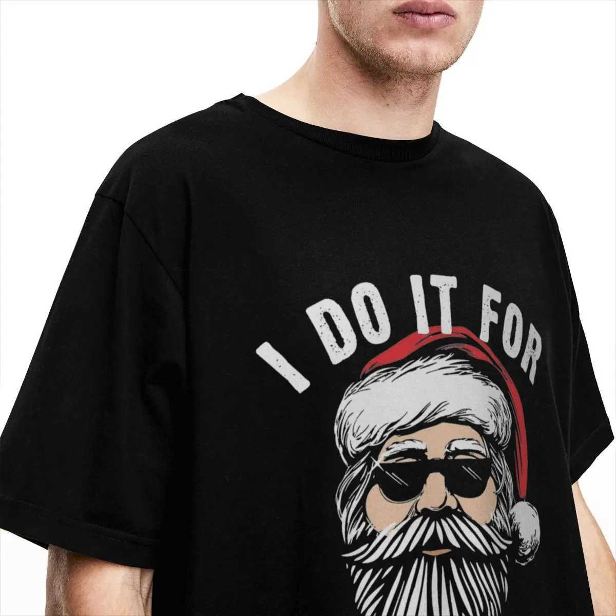 Mens fun Santa Claus I made it for Hos adult humorous T-shirt cotton beach outfit retro T-shirt trendy loose T-shirt X241107