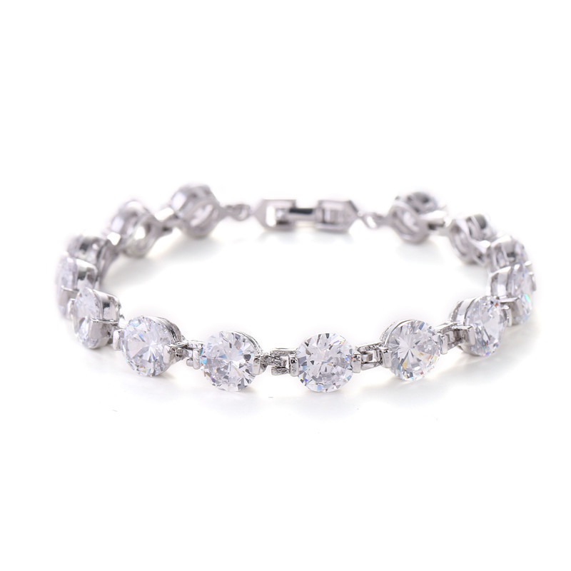 2024 Choucong Brand Wedding Bracelets Luxury Jewelry 18K White Gold Fill Round Cut Champagne Zircon CZ Diamond Tennis Party Women Wedding Bangle Gift