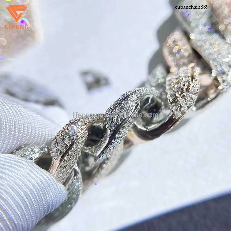 Customization Hip hop k Necklace White Gold Plated Iced Out Moissanite Dia Cuban Chain
