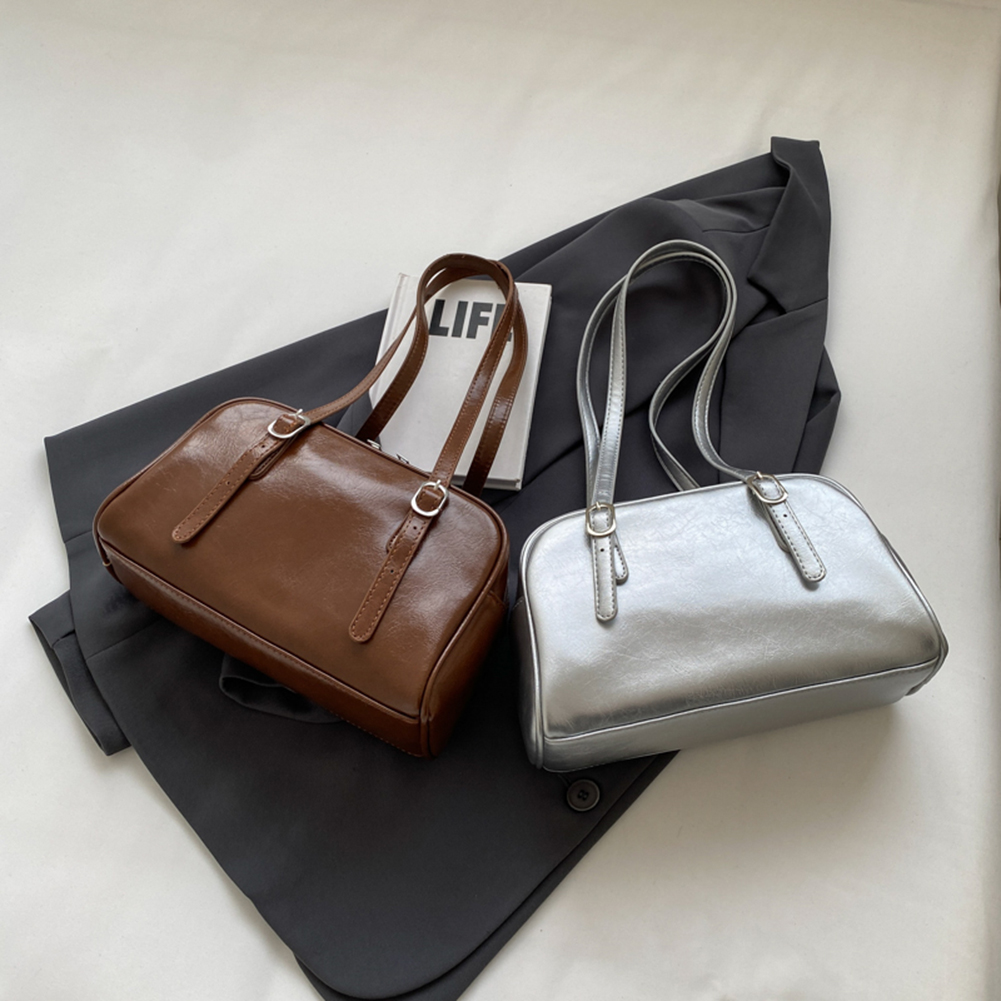 Women Boston Shoulder Bag Solid Color Fashion Handbag with Adjustable Strap Crossbody Bag Underarm Bag for Work Shopping Travel