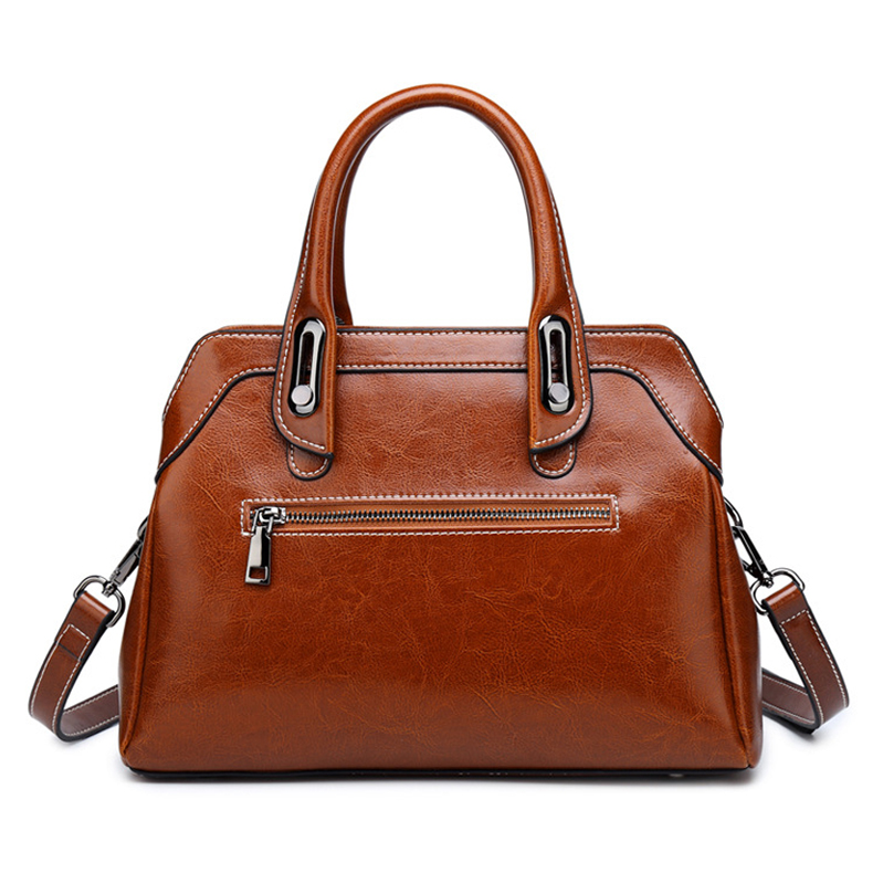 Genuine Leather Women Handbag Top Handle Shoulder Cross body Bag Fashion Oil Wax Cowhide Purses and Handbags Messenger Tote Bags