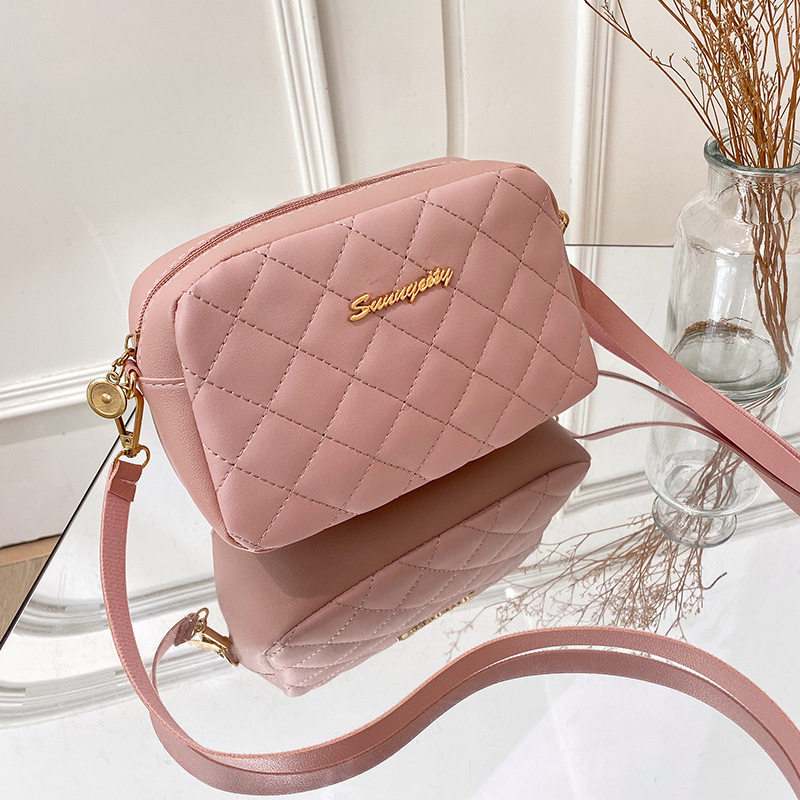 Leather Small Messenger Bag For Women Trend Lingge Embroidery Camera Female Shoulder Bag Fashion Chain Ladies Crossbody Bags