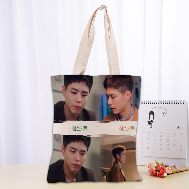 K-Drama Record of Youth Park Bo Gum Tote Bag Cotton Cloth Shoulder Shopper Bags for Women Eco Foldable Reusable Shopping Bags