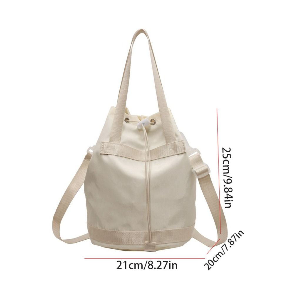 Simple Canvas Nylon Drawstring Bucket Bag Crossbody Bag Large Capacity Shoulder Bag Outdoor Bag Handbag Girls
