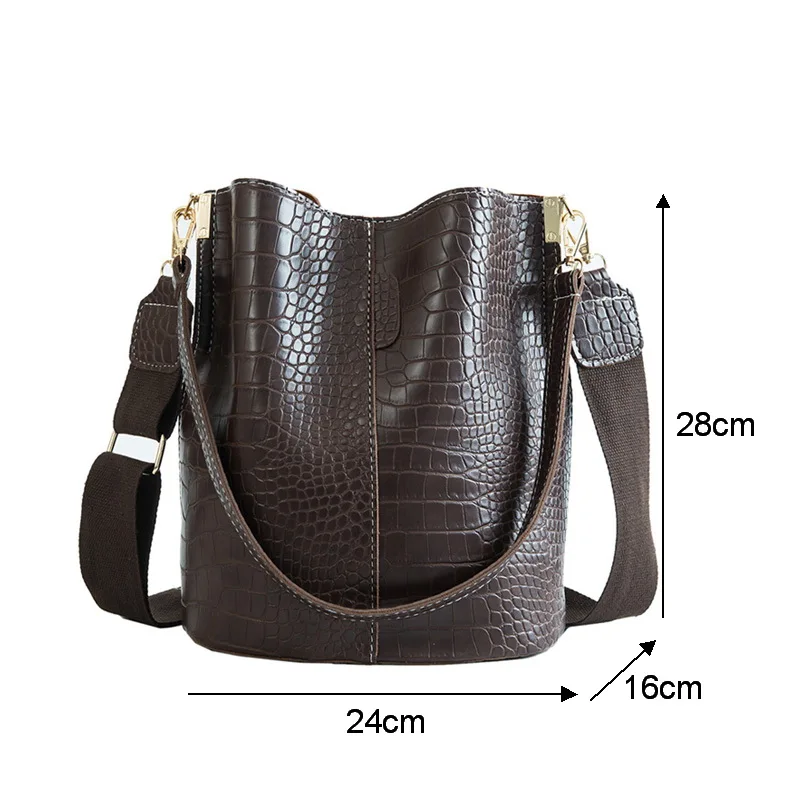 Crocodile Crossbody Bag For Women Shoulder Brand Designer s Luxury PU Leather Bucket Handbag