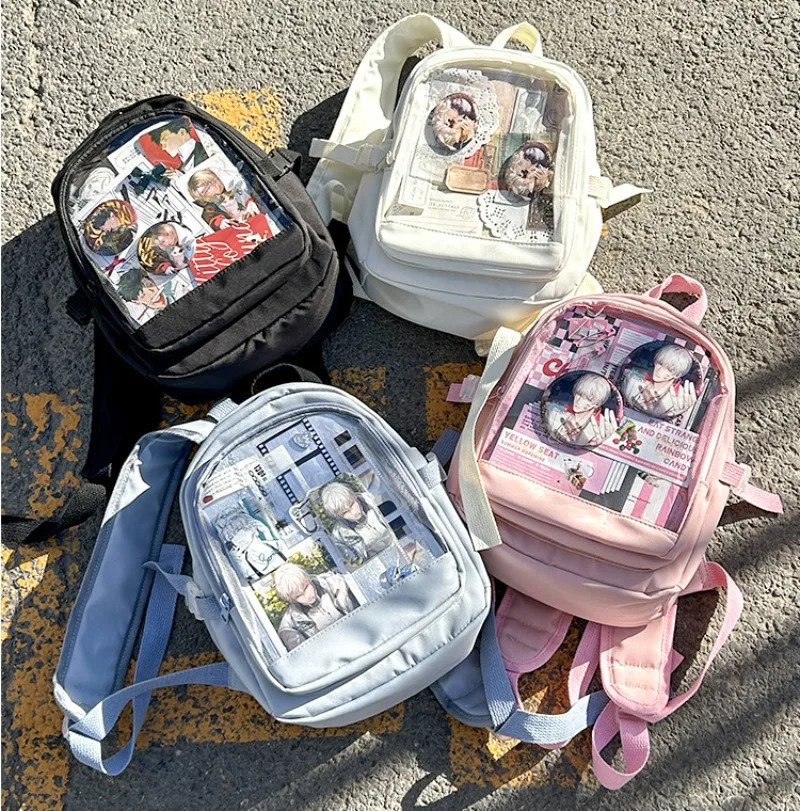 2024 Spring Ita Bag Sweet Transparent Backpack Canvas Japanese Women Cute Display School Bag Simple 241107