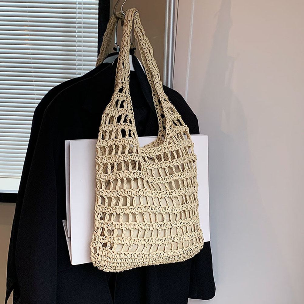 Women Straw Woven Tote Bag Fashion Woven Handbag Large Capacity Weaving Shoulder Bag with Inner Bag for Outdoor Travel