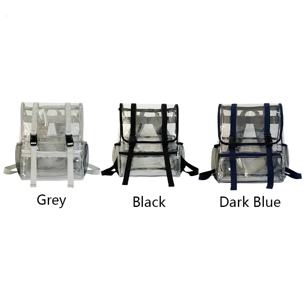 Transparent PVC college student Rucksack fashionable casual backpack is simple and portable transparent suitable for teenagers boys and girls 241106