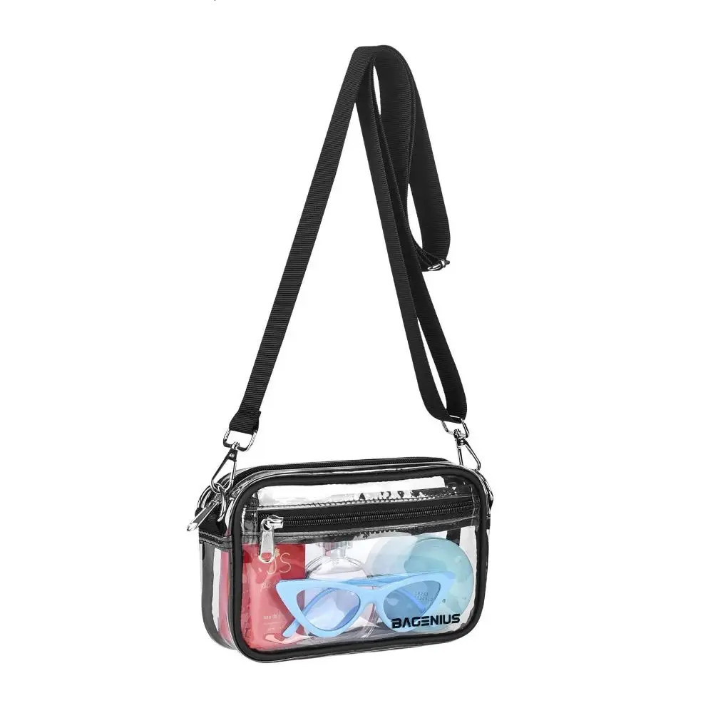 MAY TREE Clear Crossbody Bag Stadium approved Clear Messenger Bag suitable for work travel concerts and sports events 241107